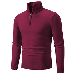 2023 Men's Plus Size Fleece Zip Mock Neck Sweater